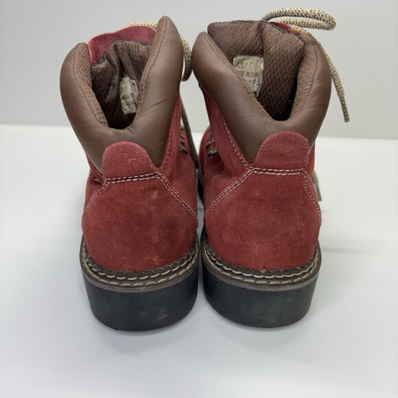 VTG Westway Red Suede Hiking Boots Mountaineer Style Womens 7 Gorpcore Cabincore - Picture 5 of 10